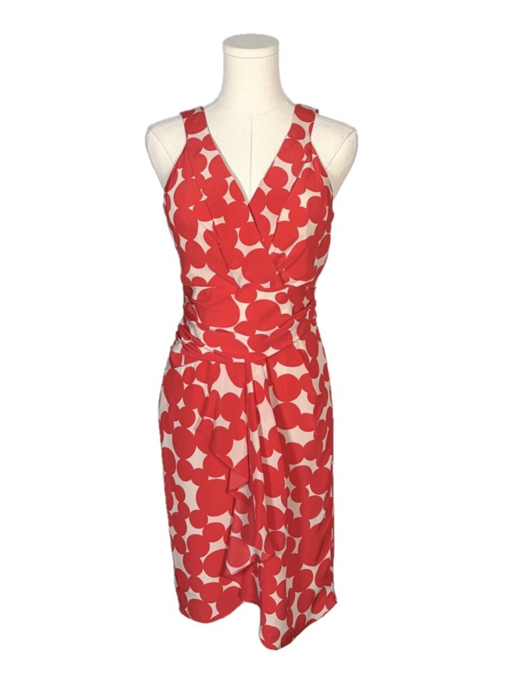 Anthropologie Yoana Baraschi Silk Polka Dot Ruffle Front Dress Size XS